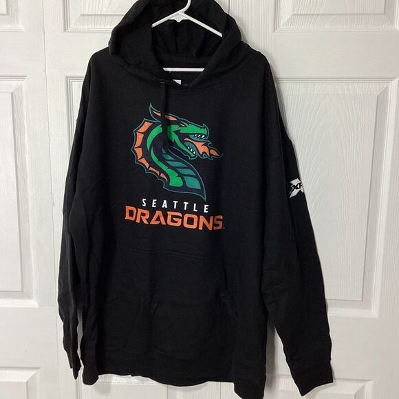 Seattle Dragons Football Hoodie 4X Men's Black NEW NWT XFL Sweatshirt - Picture 2 of 8